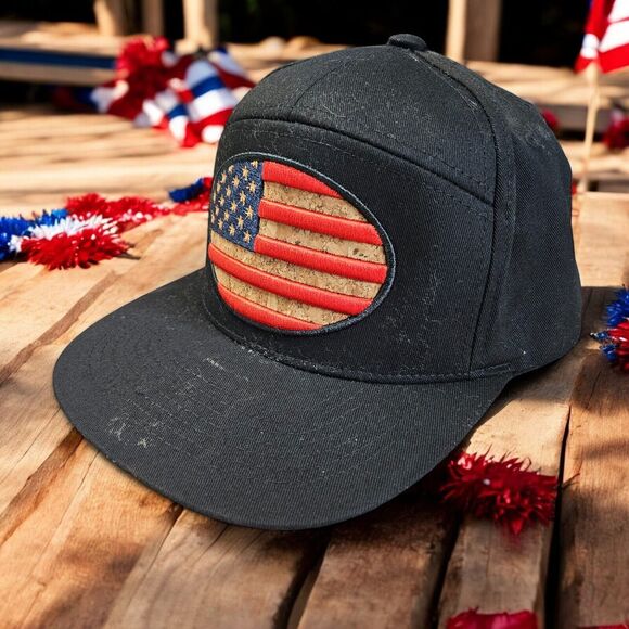 AMERICAN FLAG ADJUSTABLE SNAPBACK HAT CAP 7 PANEL - Picture 1 of 10